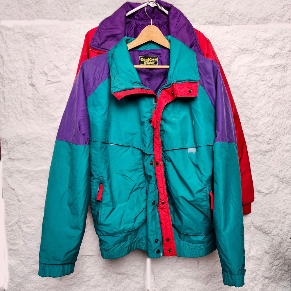 Vintage OshKosh B'Gosh 2 in 1 Ski Jacket Colorblock Teal 80s 90s Medium